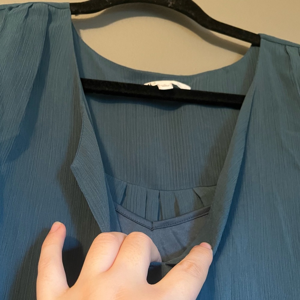 NWT DR2 Sz Large Women’s Teal Blue Short Sleeve Blouse & Tank Top Shirt Ret $58! - Picture 5 of 14